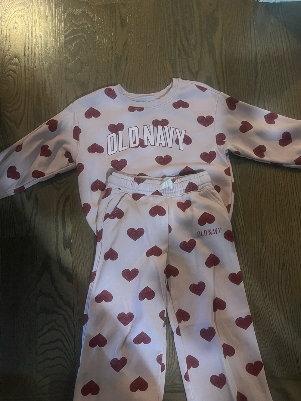 Old Navy Pink and Red Heart Kids sweatsuit
